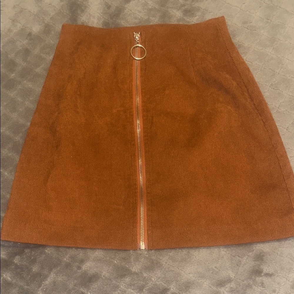 SHEIN Rust Mini Skirt with Front Zipper